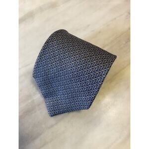 Lancel Neck Tie Mens Blue Solid Silk Bright Luxury Suit Herringbone Print